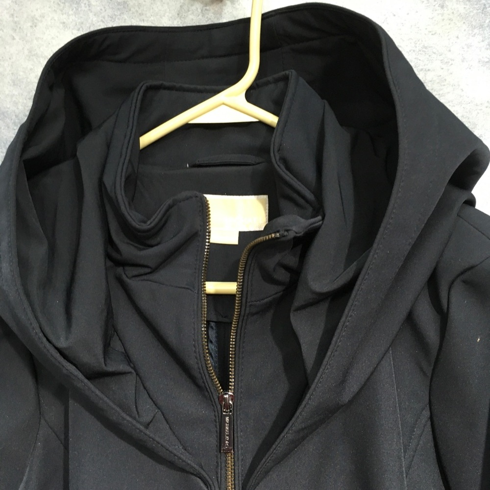 Michael Kors Navy Blue Women's Long Line Zip Technical Hooded Jacket Size Large - Picture 10 of 11